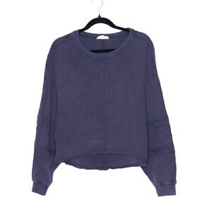 OLI & HALI Acid Wash Exposed Seam Sweatshirt Black Oversized Casual Women's M